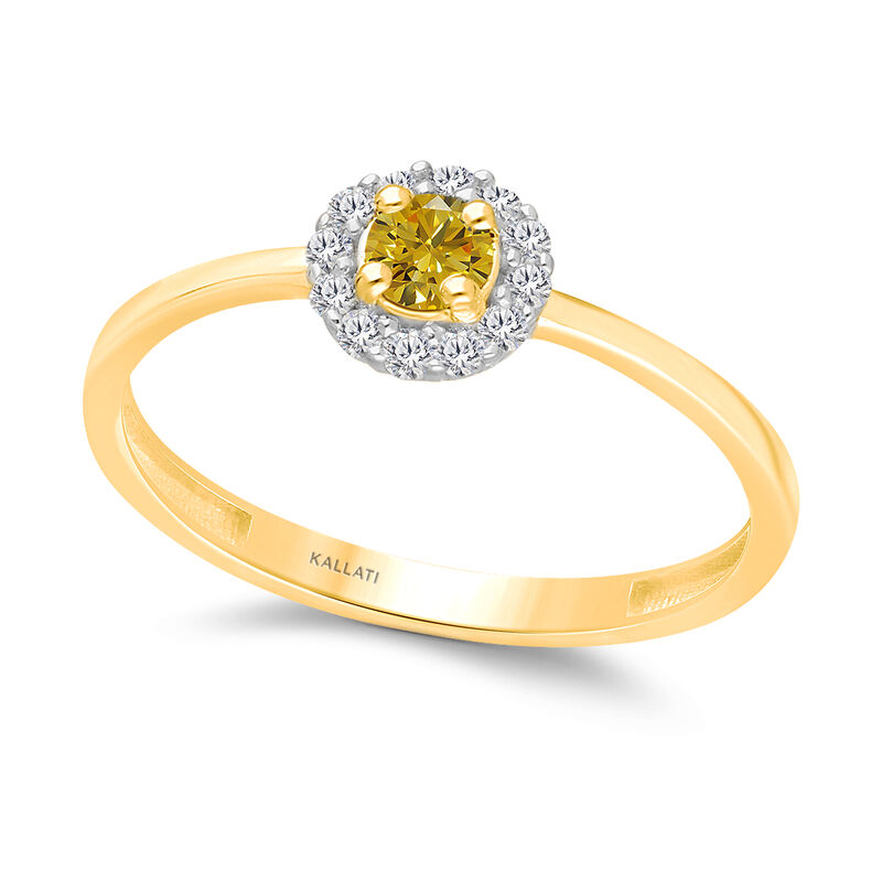 White and Yellow Diamond 3/10ctw Halo Fashion Ring in 14k Yellow Gold image number null